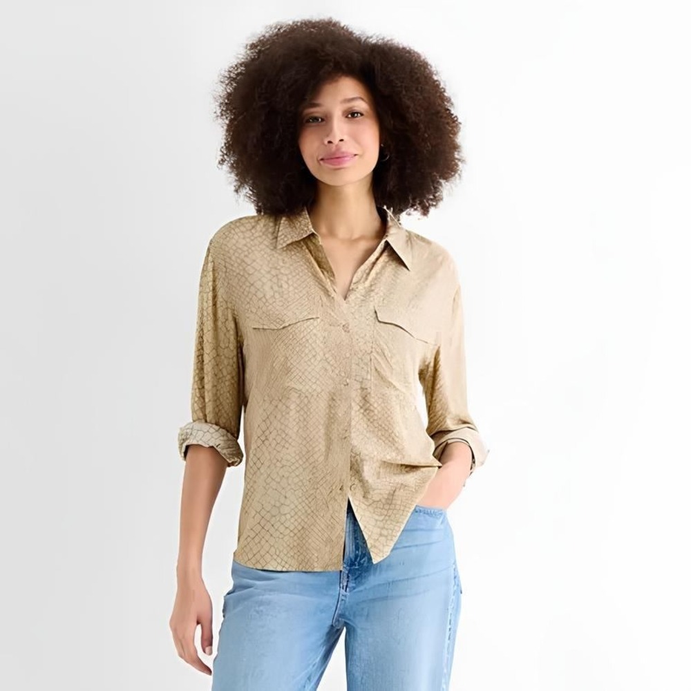 MSRP $48 A.N.A Womens XL Tall Snake Charmer Button Up Shirt Long Sleeve